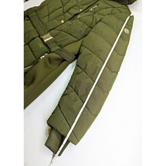 Michael Kors Women's Plus Size Belted Olive Hooded Puffer Coat Size 1X MSRP $350 - Picture 7 of 9